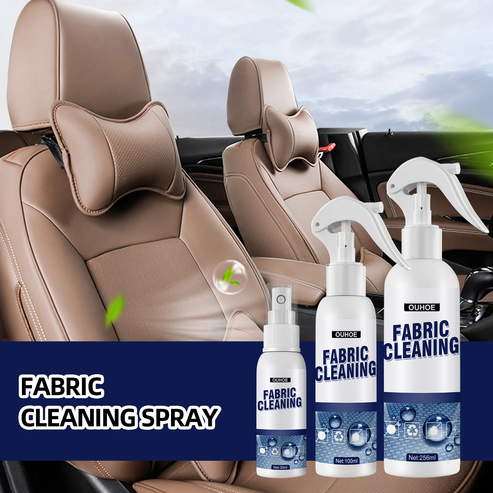 

Car Foam Cleaner Car Interior Fabric Cleaning Agent Multi-purpose Cleaning Agent Spray For Auto Roof Dash Cleaning 30ml/100ml
