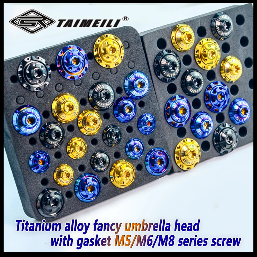 Фото Титановые винты TAIMEILI GR5 TC4 с головкой-зонтиком и прокладкой, 1 шт., M6X10-50мм, M8×15-45мм, универсальные для мотоциклов №2