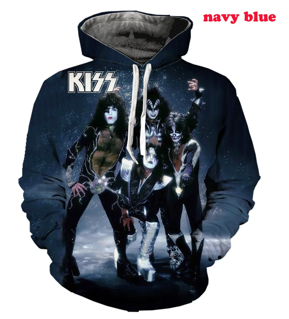 2022 Spring Autumn 3D Printed Men Women Hooded Sweatshirt Kiss Heavy Metal Rock Band Quality Hoodie Sweatshirt
