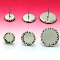 20pcs stainless steel earring studs cabochons blank basefit 8mm 10mm14mm jewelry making accessories wholesale
