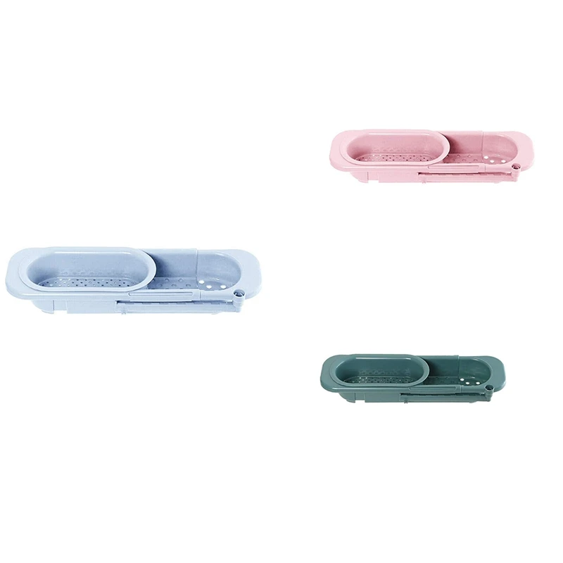 

Kitchen Telescopic Sink Rack Shelf Expandable Kitchen Sink Organizers Sink Caddy Storage Basket Organizer