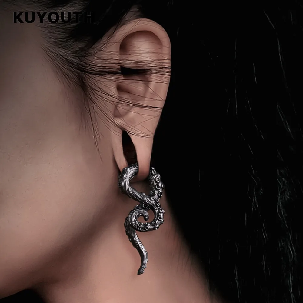 ​KUYOUTH Popular Copper Octopus Tentacles Ear Weight Hanger Gauges Earring Body Piercing Jewelry Stretchers 2PCS 8mm images - 6