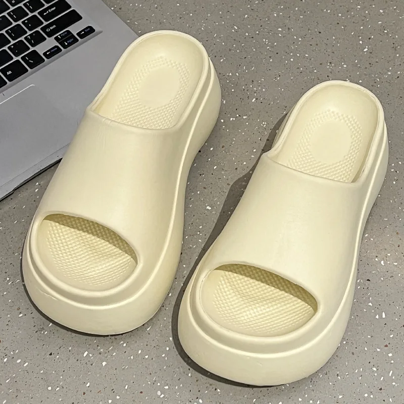 Summer New Thick Sole EVA Material Women's Slippers 6cm Tall Soft Sole Anti slip Outdoor Sports High Heel Slippers for Women