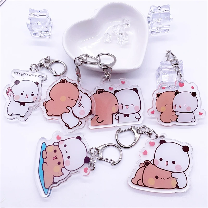 Милый Двойной Искусственный Акриловый Бело-серый Кулон Bubu Dudu Для Сумки