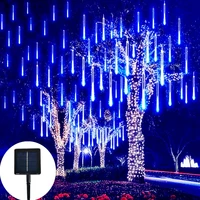 3050cm 8 tubes solar meteor shower led string lights christmas tree decorations outdoor solar street lights fairy garden decor