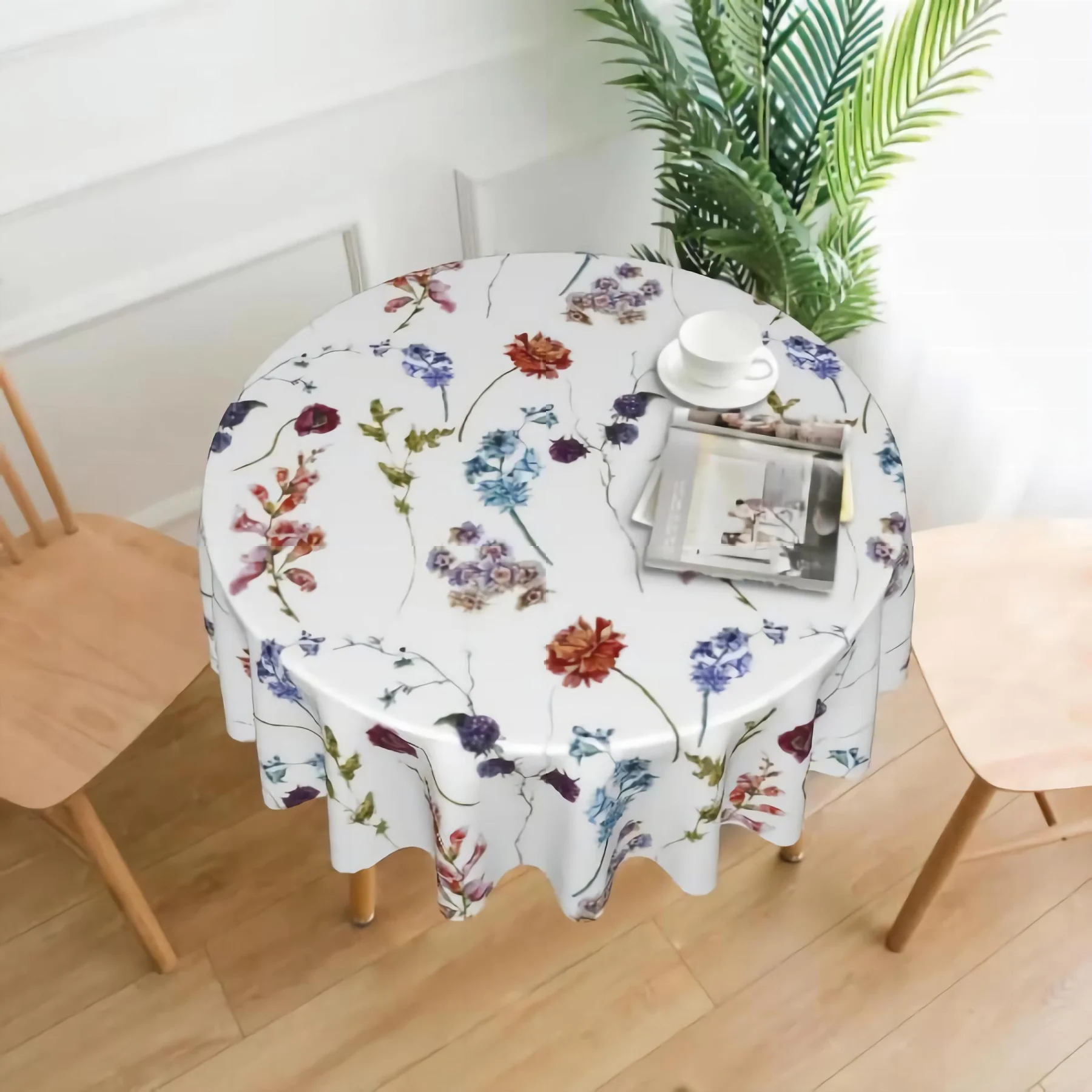 

Wild Flowers Table Cloth Polyester Round Table Cover for Kitchen Dinning Waterproof Wrinkle Free Table Cloths 60 Inch