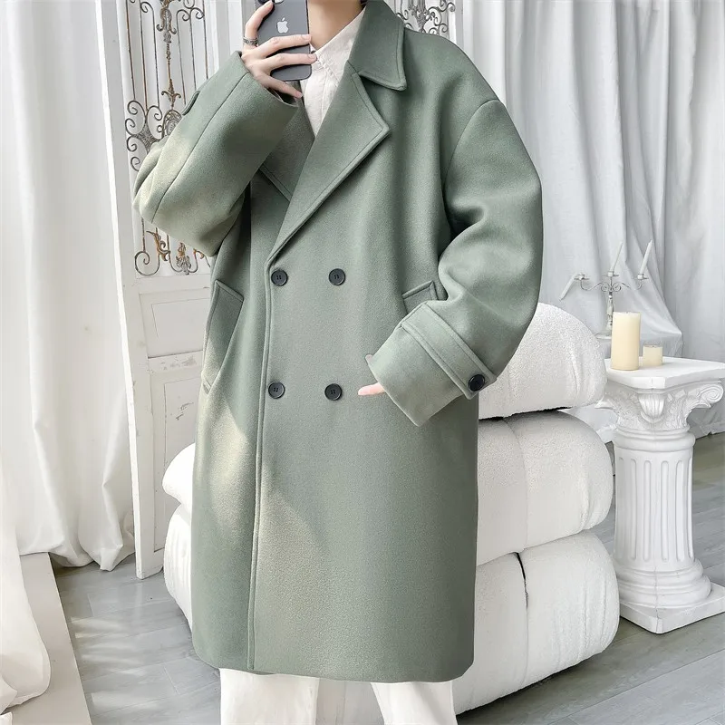 Двубортное длинное зимнее мужское пальто особенно мужские длинные теплые