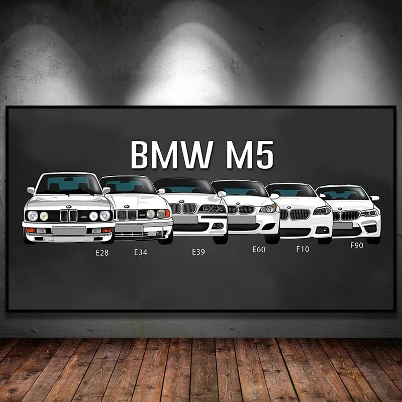 Постеры для автомобилей Bmw M5 &amp M3 M7 белая спортивная Автомобильная серия Картина