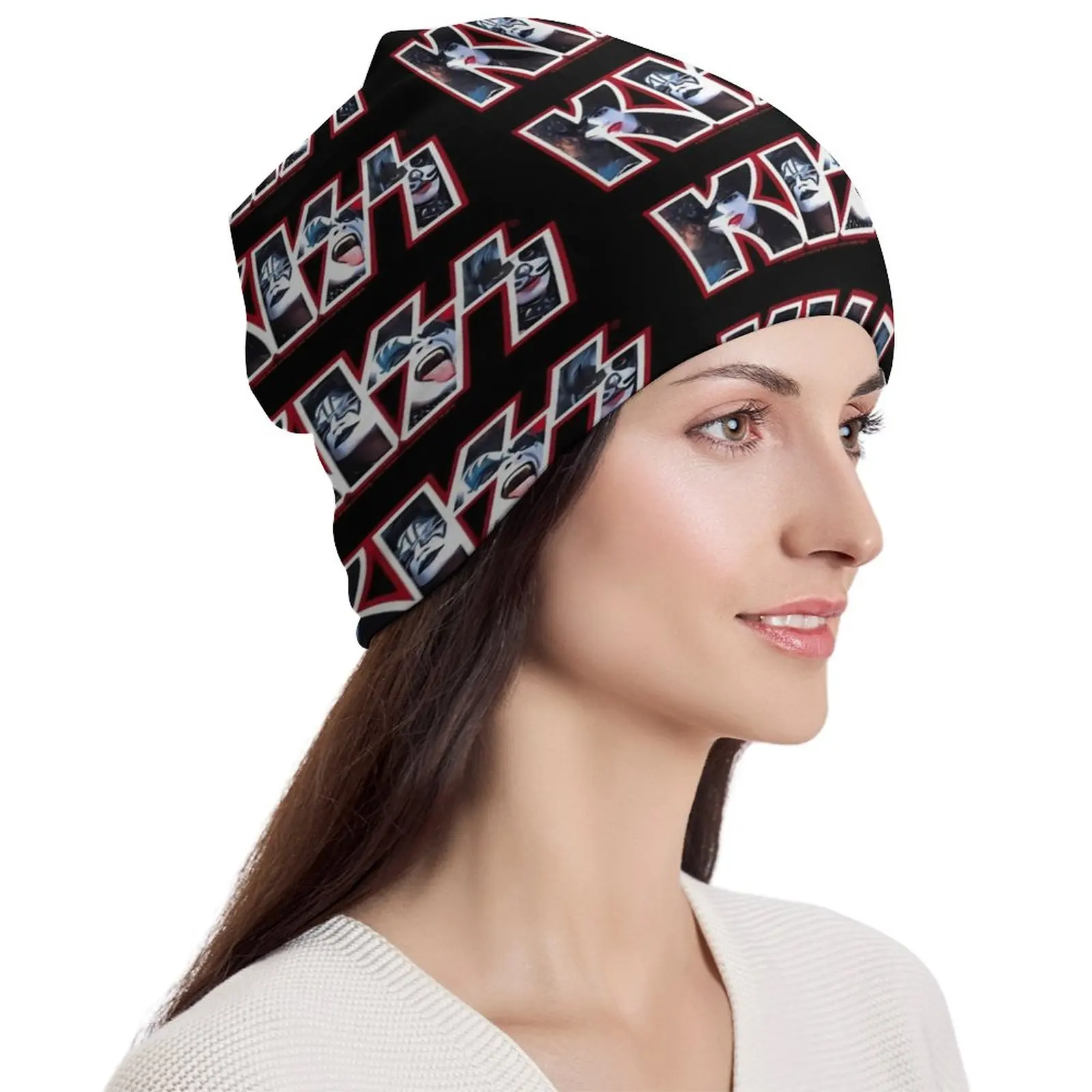 

Шапка-бини Kiss Band, шапки с принтом логотипа, женская, мужская, уличная, Спортивная, вязаная шапка, зимний дизайн