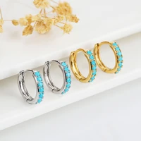 poulisa trend geometric cubic zircon circle blue color hoop earrings for women anniversary gift piercing earring fashion jewelry