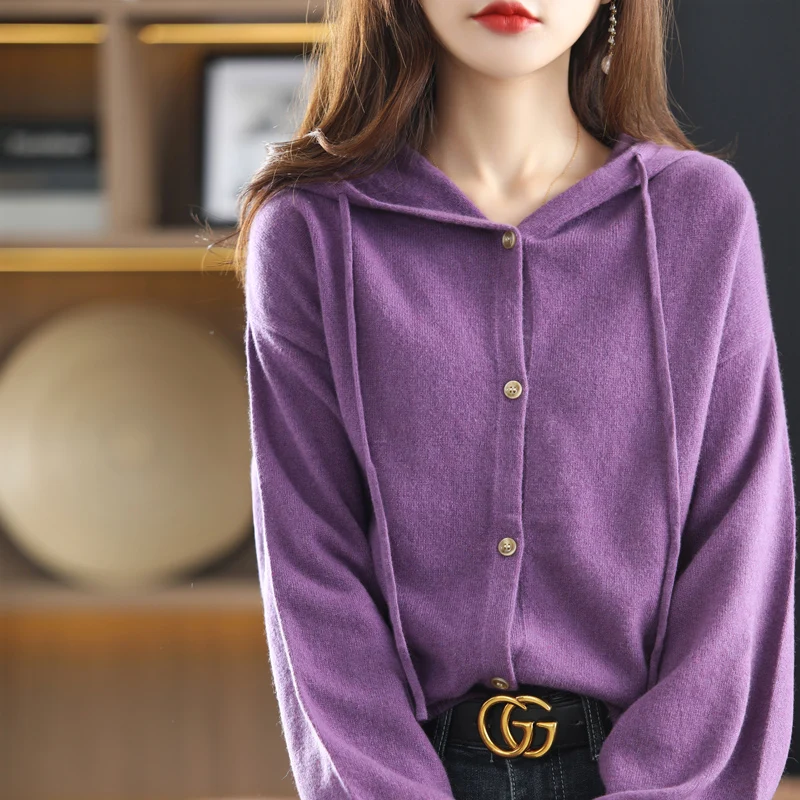 Рисунок 6 - Тонкий шерстяной вязаный кардиган с капюшоном