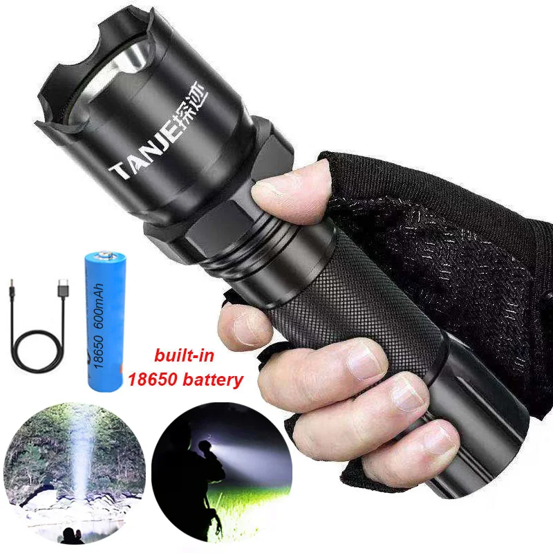 

Ultra Bright Led Flashlight 18650 Battery Outdoor Bicycle Flash Light Adjustable Rechargeable Tactical Torches Powerful Lantern