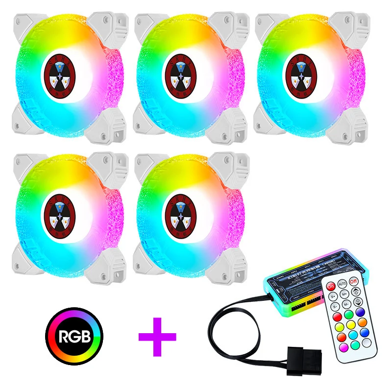 

RGB Computer Case Fan With controller 3/4pin 12CM computer fan Silent Cooling Fan for PC Cabinet Radiator Cases aurora mute fan