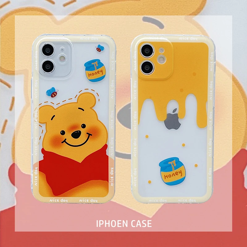 

Disney Cute Cartoon Winnie The Pooh Phone Case for iPhone 11 12 13 mini pro XS MAX 8 7 Plus X XR Cover