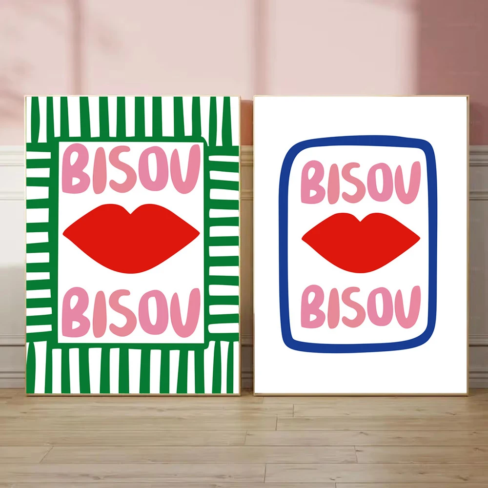 Bisou Настенная живопись на холсте Максимальный Эклектический Розовый Французские