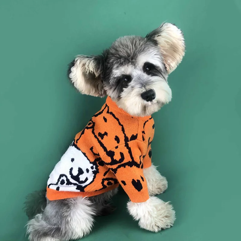 

ZOOPEEN Pet Orange Warm Sweater Spring And Autumn Cute Cat Small Dog Clothes Decoration Pet Bear Pullover Dog Sweater Supplies