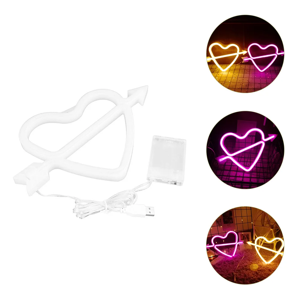 

Neon Heart Light Sign Led Decor Lights Wall Art Lamp Room Love Night Cupid Signs Bar Livingshape Bedroom Birthday