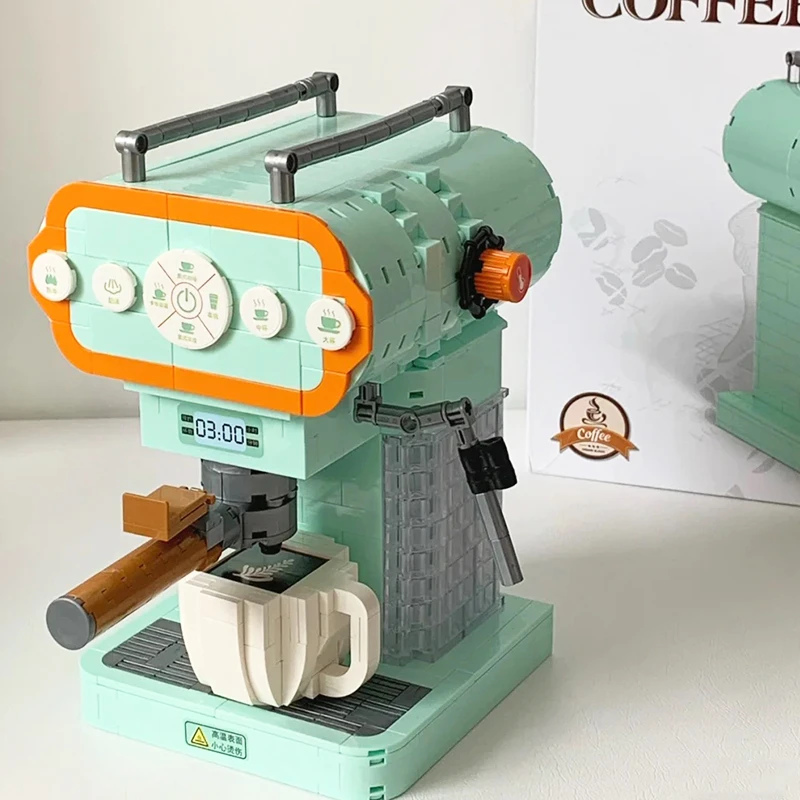 Simulation Modern Mini Coffee Machine Creative Model Retro Coffee Machine Building Blocks Ornaments Boy Children Gift
