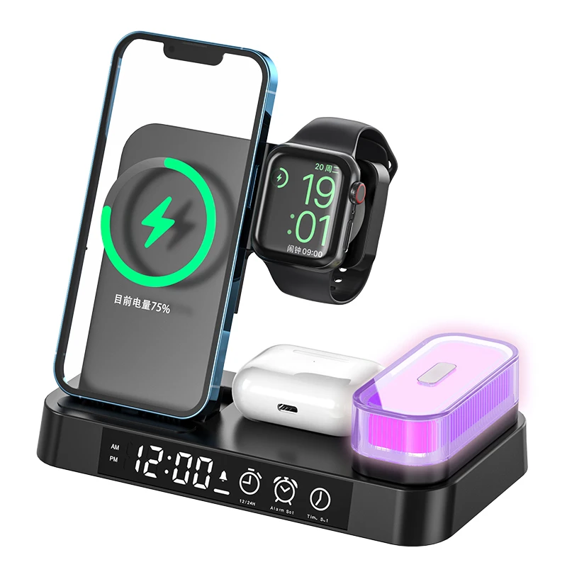 

20W Wireless Charger Stand Clock 3 In 1 Fast Charging Dock Station for IPhone 14 13 12 11 Apple Watch Airpods Pro IWatch 7