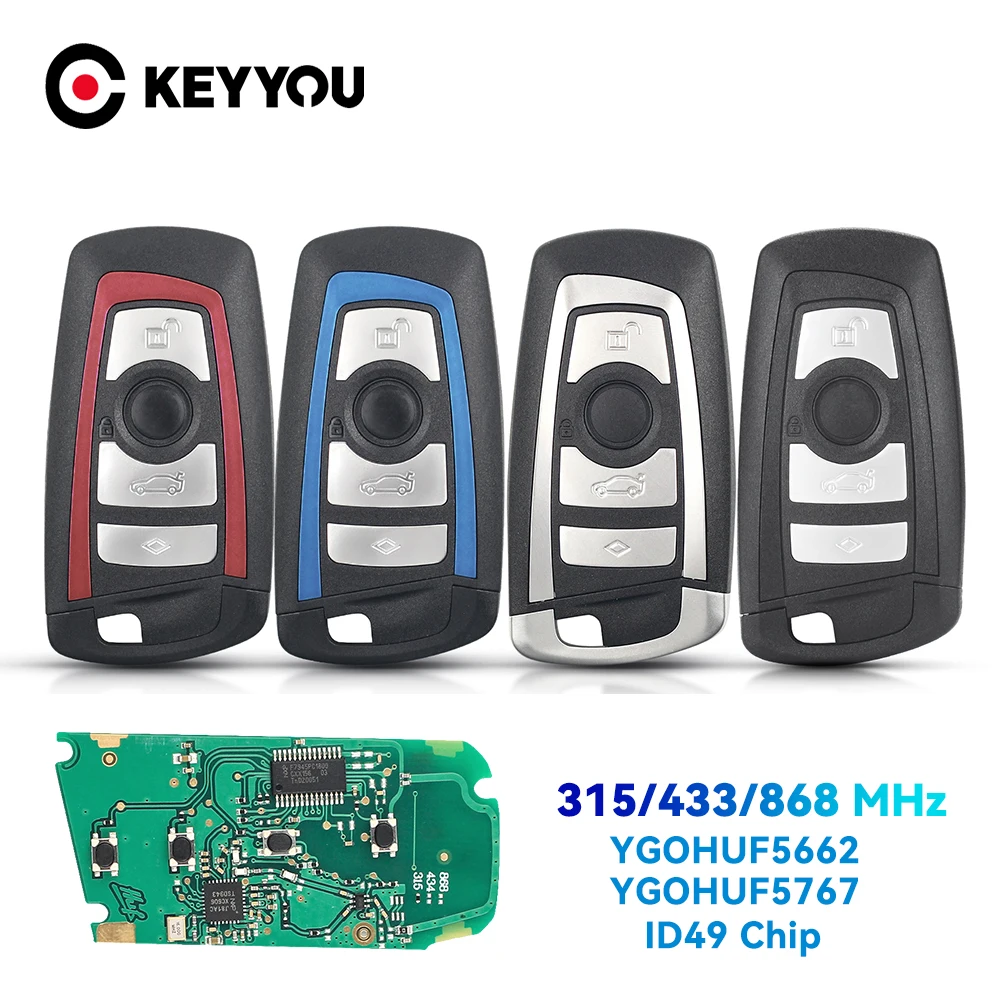 

KEYYOU 315/433/868MHz YGOHUF5662 / YGOHUF5767 Remote Car Key ID49 Chip For BMW F 3 5 7 Series X5 X6 F20 F22 F30 CAS4 CAS4+ FEM