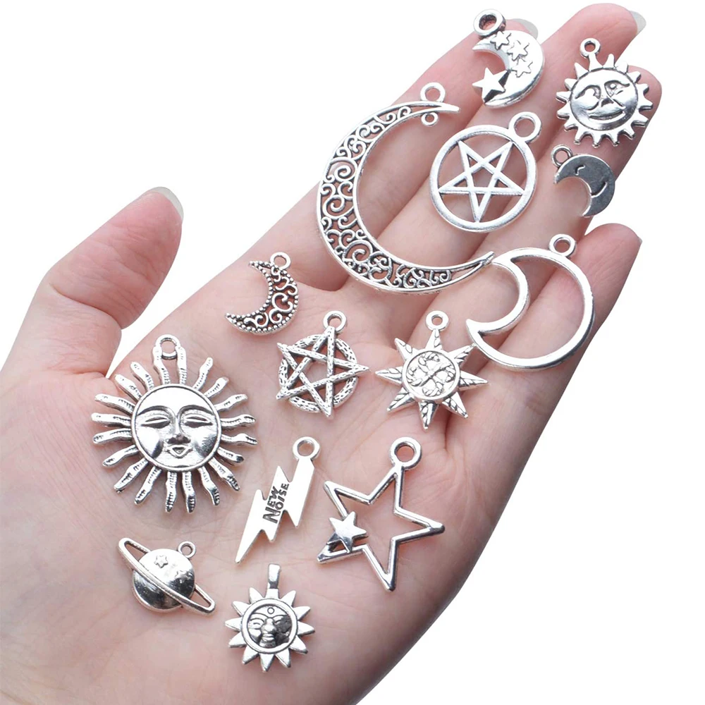 

69 шт., подвески из сплава, цвет под старину, серебро, небесные подвески, ювелирные изделия, фурнитура для изготовления ювелирных изделий, 23 стиля