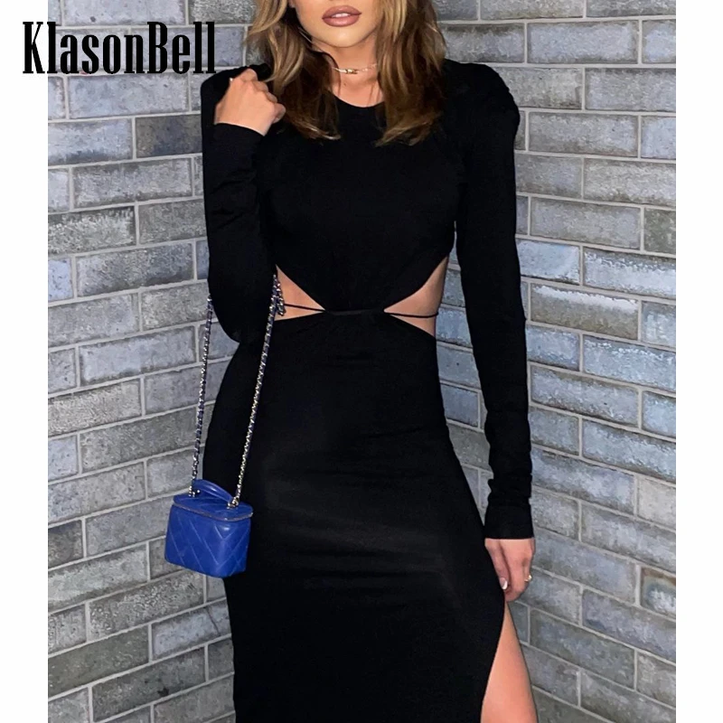 

3,15 KlasonBell Сексуальное Женское Платье с длинным рукавом и разрезом