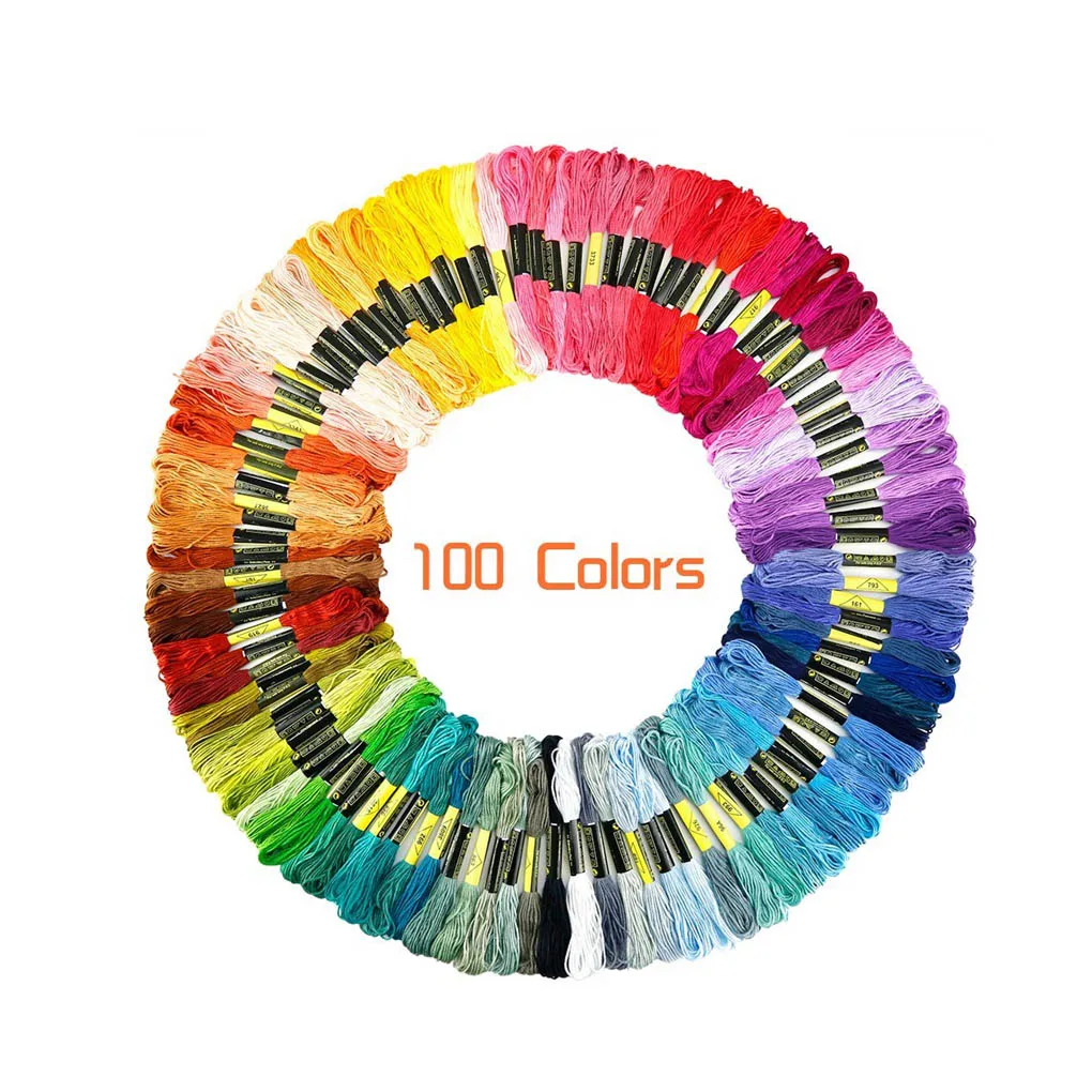 

Hot Sale 100pcs Mix Colors Cotton Sewing Skeins Cross Stitch Embroidery Thread Floss Kit DIY Sewing Tools