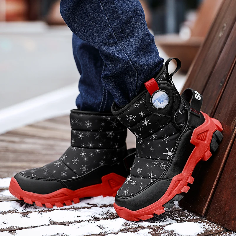 High Quality Boys girl Winter Snow Boots Platform Warm Cotton Shoes Leather Autumn Waterproof Kids Footwear Child Sneaker 5 12+y enlarge