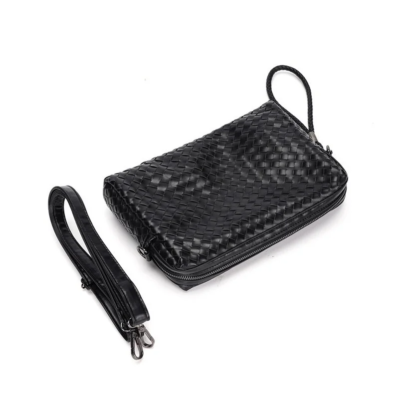 Fashion Woven Leather Messenger Bag Men Brand Designer Crossbody Bag For Men Luxury Soft PU Leather Men's Shoulder Messenger Bag