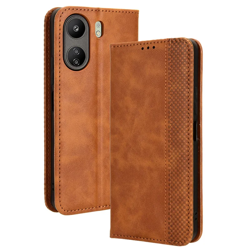 Роскошный кожаный магнитный защитный чехол в стиле ретро для Redmi 13C 4G