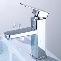 bathroom basin faucet stainless steel basin sink faucet black copper bottom square single hole baking paint cold hot sink taps
