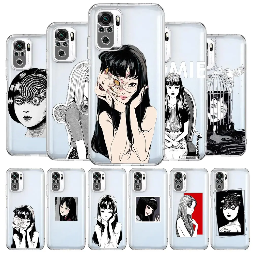 

Junji Ito Terror Horror Tomie Anime Clear Phone Case For Xiaomi Redmi Note 12 11 9S 9 8 10 Pro+ 7 8T 9C 9A 8A K40 Gaming Cover