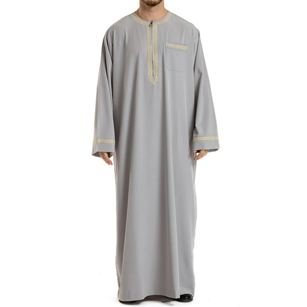 Middle Eastern Ethnic Costumes Muslim Robe Male Aristocrat Luxury Arabian Islamic Prayer Dress Long-sleeved Top Worship Service