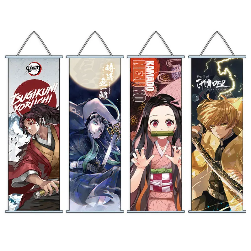 

Свиток Kimetsu No Yaiba, холст, Nezuko Tanjirou Tengen, рассекающий демонов, Настенная картина, домашний декор, аниме плакат, украшение комнаты