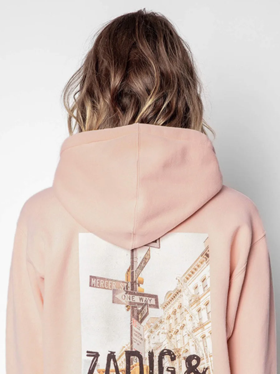 

Letter Back Artistic Hoodie Ladies 2022 Spring Autumn Cotton Hooded Sweatshirt Pullovers Woman Retro Rock Streetwear Top Femme