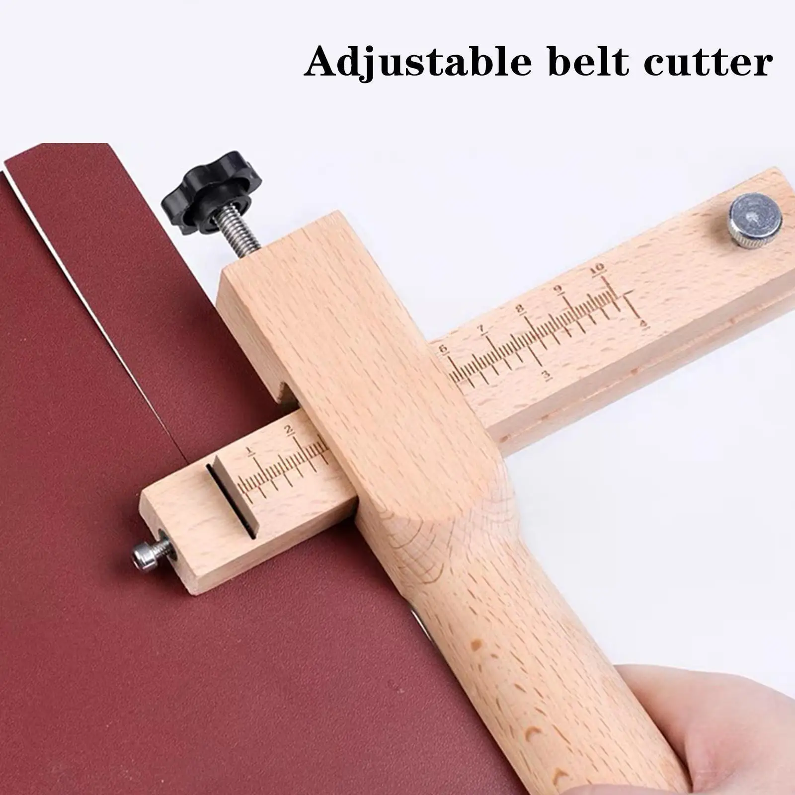 

Wooden Adjusting Belt Cutter Leather Strap Cutter With Tools Belt Leather Hand 5 Craft Cutting Blades Diy Q9m2