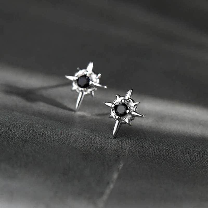 

Y51E Personality Zircon Earrings For Women Men Punk Star Earring Retro