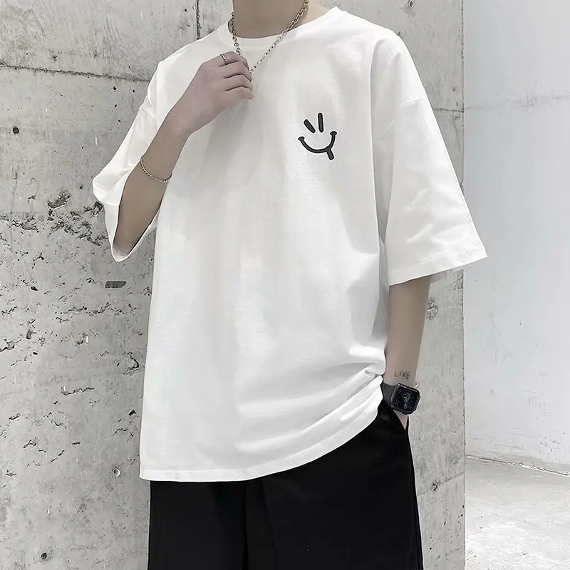 

Rostiute short-sleeved t-shirt new men's tide brand trend clothes Hong Kong style summer loose half-sleeved simple