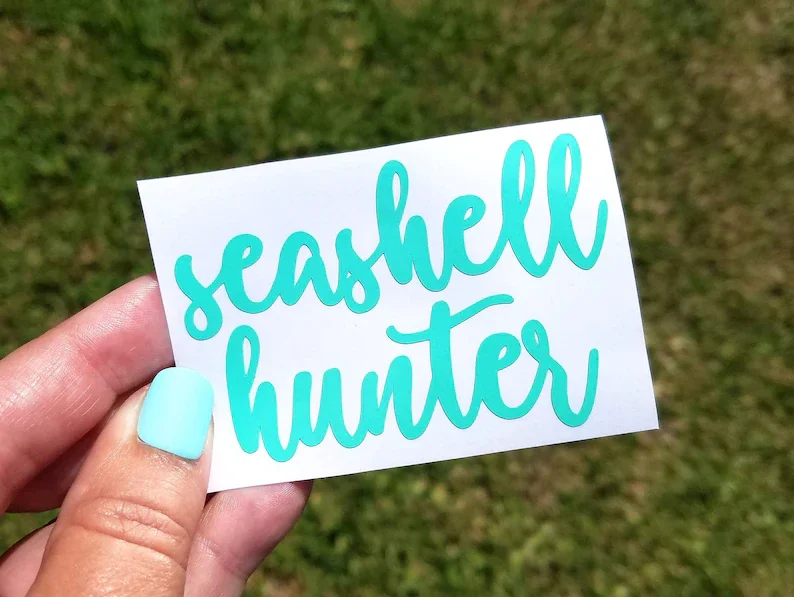 

Seashell Hunter Decal, Beachy Tumbler Decal, Laptop Sticker, Shell Collector, Gift for Beach Lover, Gift for Shell Lover,