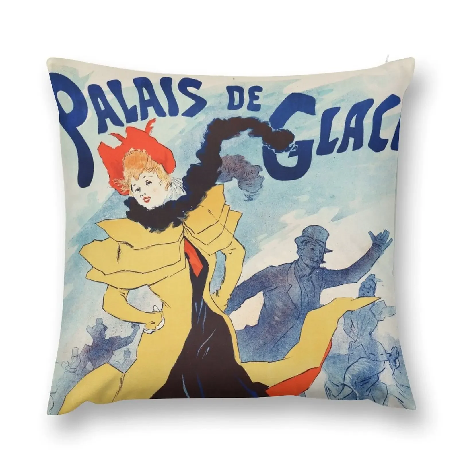 PALAIS DE GLACE PARIS Champs Elysees by Art Nouveau Painter Jules Cheret Пледы Подушка Мраморный Чехол Наволочка