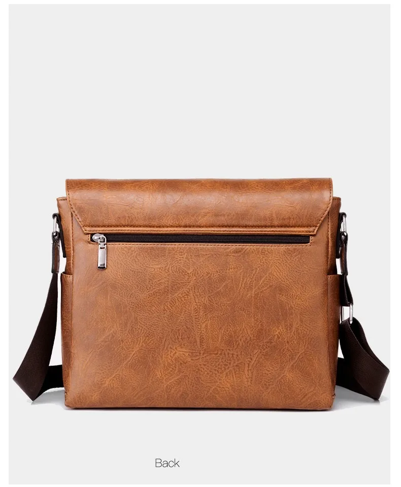 Men's Shoulder Bag Crossbody Briefcase Retro Casual Laptop Business PU Flip Cover Waterproof Black Brown