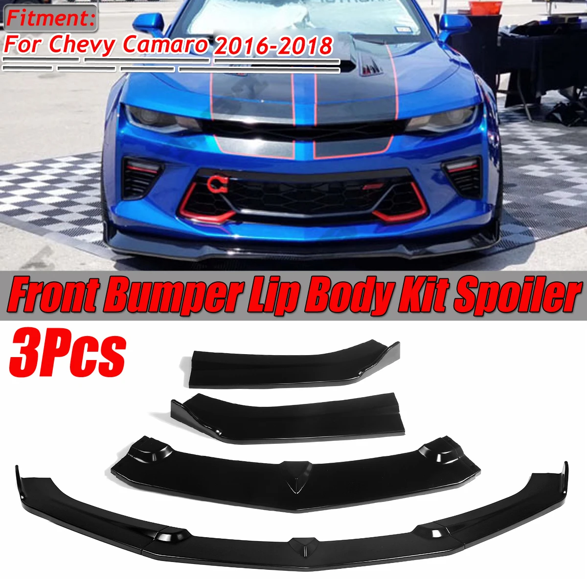 

New Front Bumper Splitter Lip Diffuser Guard Car Front Lip Chin Bumper Spoiler Splitters Body Kit For Chevy For Camaro 2016-2018