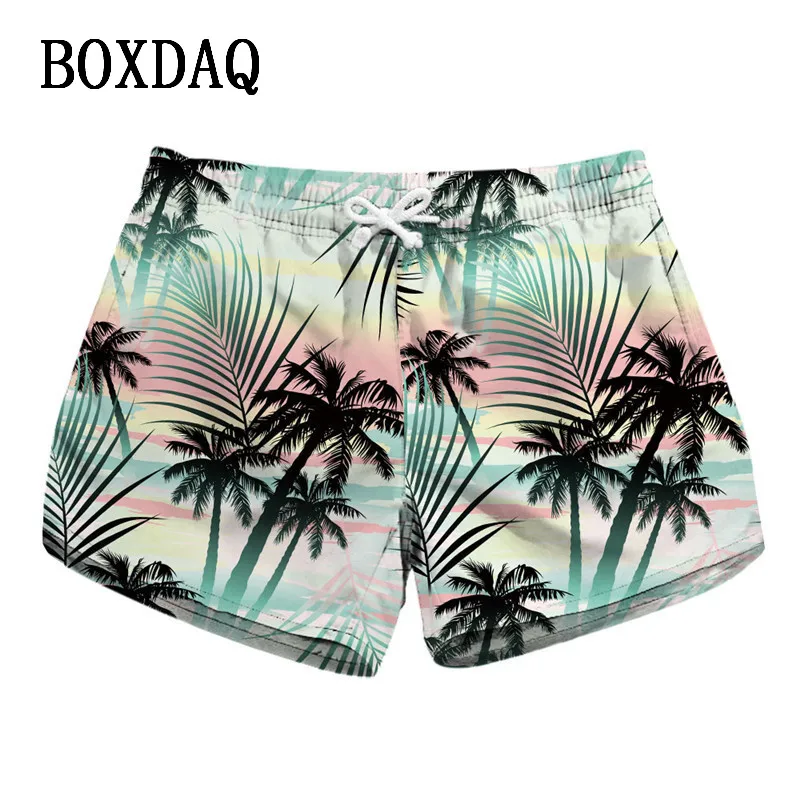 

2023 New Summer Women Shorts Casual Loose Mini Water Sport Pants Beach Style 3D Print Trees Pattern Female Short Pants Feminino
