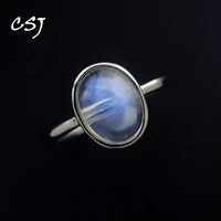 csj real natural blue moonstone ring sterling 925 silver gemstone 79mm for women birthday party gift