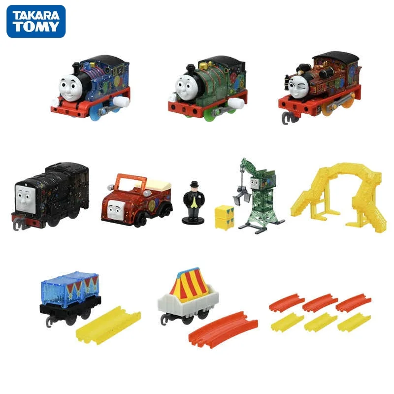 Фото Коллекционная мини-игрушка Takara Tomy Gashapon: Томас и друзья, заводной поезд с прозрачной железной дорогой, украшение для рабочего стола №1