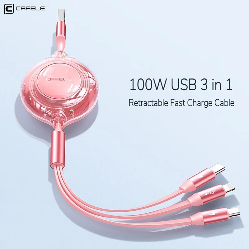 

Cafele 3 in 1 USB Cable 6A For iPhone 14 13 12 11 Pro Max Xs 100W Fast Charge Charger Type C Cable For Xiaomi Redmi Note 12 Pro