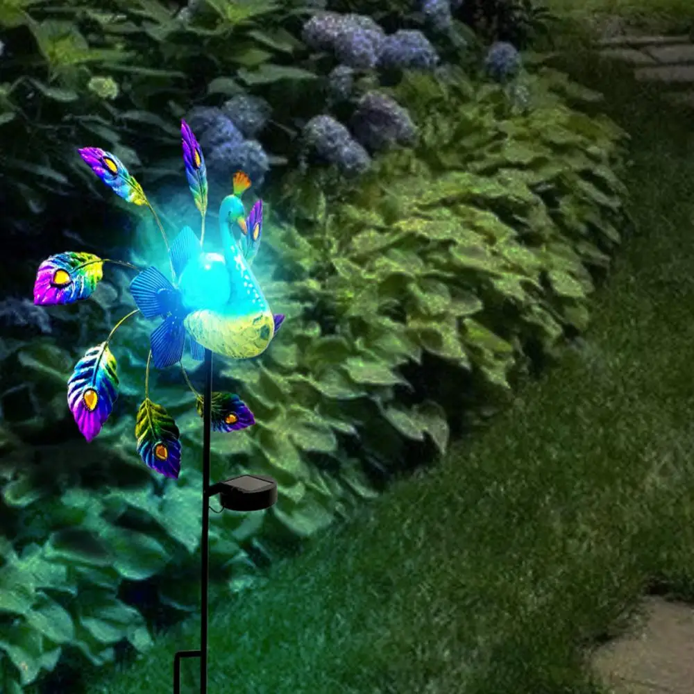 

Solar Led Garden Windmill Lights Simulation Peacock-feather Decoration Lighting Solar Power Waterproof Outdoor Pathway Lawn Lamp