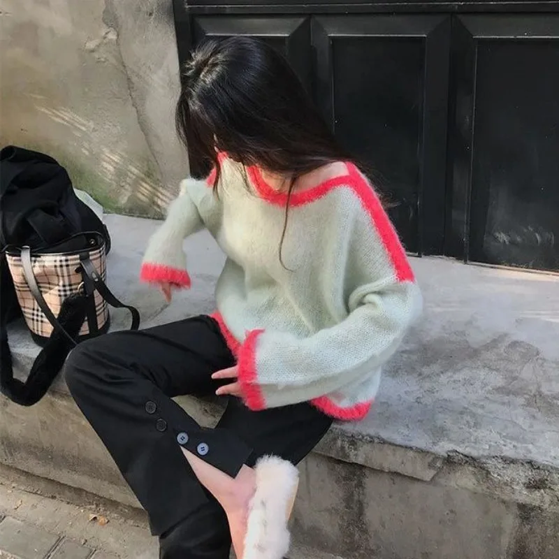 Женский универсальный топ с круглым вырезом осень 2024 корейский шикарный