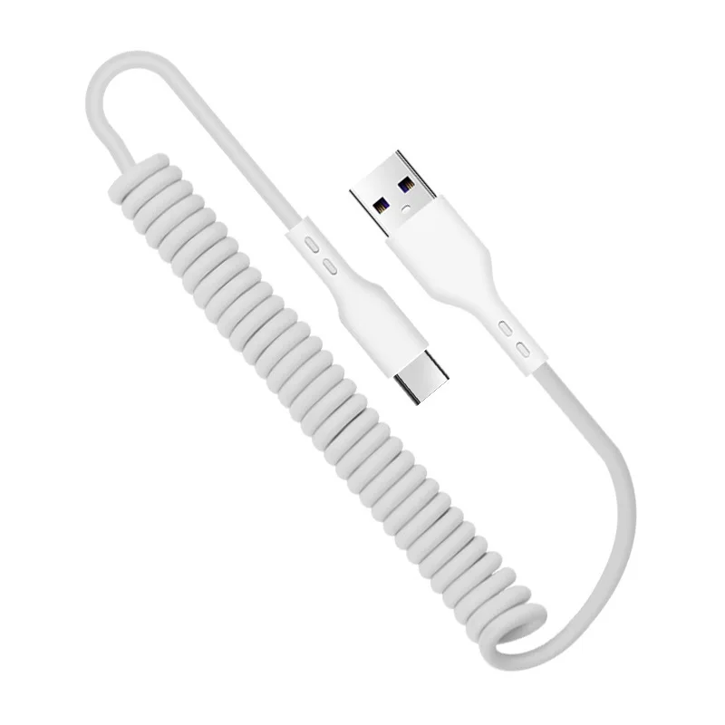 

66W Super Fast Charge for Apple TypeC Android Lengthening Telescopic Charging Cable Car Spring Data Cable