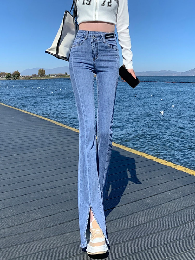 

Винтажные женские расклешенные джинсы-бойфренды с высокой талией и широкими штанинами